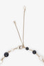 Pre-loved Chanel™ 12B Light Gold Tone Black Beaded Pearl CC Long Necklace