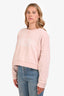 Celine Pink Cotton Logo Crewneck Cropped Sweatshirt Size L