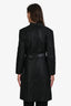 Marni Black Leather Silk Blend Textured Checkerboard Woven Jacket Size 36