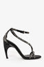 Alexander McQueen Black Satin Crystal Strappy Heels Size 38