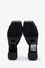 Prada Black Satin Enamel Triangle Logo Open Toe Heels Size 39