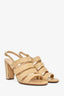 Pre-Loved Chanel™ 2016 Beige Quilted Leather Block Heels Size 38.5