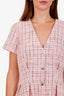 Maje Pink Tweed Short Sleeve Button Front Mini Dress Size 40
