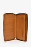 Gucci Brown Leather Embossed Logo Zip Around Wristlet Wallet