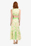 Sandro White/Green Pattern Cut Out Maxi Dress Est Size S