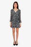 Veronica Beard Blue/Black Silk Floral Print Ruched Wrap Mini Dress Size 4