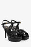 Saint Laurent Black Leather Tribute Platform Heels Size 38.5