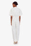 Isabel Marant White Linen Cotton Short Sleeve Belted Utility Jumpsuit Size 36