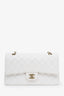Pre-loved Chanel™ 2022+ White Caviar Leather Medium Classic Double Flap Bag