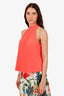 A.L.C. Orange Pleated Sleeveless Blouse Size 2