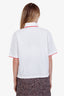 Burberry White Cropped Collar Zip Up Shirt Size M
