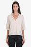Lisa Yang Cream Cashmere Short Sleeve Polo Sweater Size S