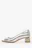 Miu Miu Crystal Embellished Silver Block Heels Size 35