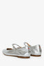 Aeyde Silver Leather Square Toe Ballet Flats Size 35