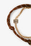 Miu Miu White/Brown Leather, Metal, Cord 'Trick' Bag Charm