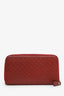 Gucci Red Leather Zip Wallet