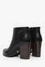 Prada Black Leather Wooden Block Heel Ankle Boots Size 35