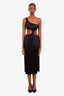 Versace Black Cutout One Shoulder Midi Dress Size 42