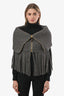 Poncho zippé à franges Gucci en alpaga et laine gris