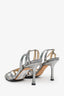 Silver Metallic Python Strappy Sandals Size 36
