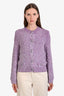 Maje Purple/White Sequined Knit Button Down Sweater Size 1