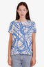 Hermès White/Blue Printed T-Shirt Size 44