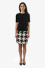 Gucci Black and White Houndstooth Print Mini Skirt Size 38