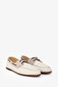 Brunello Cucinelli 2022 White Leather Suede Distressed Boat Shoes Size 45 Mens