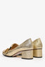 Gucci Metallic Gold Leather GG Block Heels Size 38