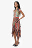 Alice and Olivia Light Blue/Multicolour Floral Print Silk Handkerchief Hem Dress Size 4
