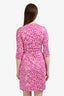 Diane von Furstenberg Pink/White Patterned Wrap Midi Dress Size 4