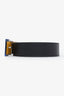 Fendi Black/Yellow Leather FF Logo Buckle Reversible Belt