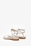Stuart Weitzman Silver Croc Embossed Leather Strappy Sandal Flats Size 36.5