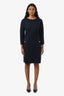 Luisa Spagnoli Navy Wool Long Sleeve Midi Dress Size S