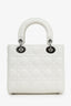 Christian Dior 2021 White Cannage Lambskin Small Lady Dior with Strap