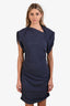Isabel Marant Purple Cotton Cinched Detail Short Sleeve Mini Dress Size 40