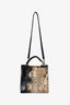 Roberto Cavalli Black/Beige Python Leather Top Handle Bag with Strap