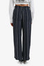 Vince Navy/White Striped Silk Drawstring Waist Trousers Size S