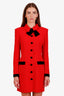 Alessandra Rich Red/Black Silk Button Up Mini Dress Size 42