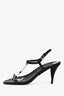 Prada Sport Black Patent Silver Detail Heels Size 41