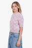 Gucci Pink Wool GG Monogram Jacquard Short Sleeve Sweater Size XS