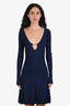 Jacquemus Navy Ribbed 'La Mini Pralu' Flared Mini Dress Size 46