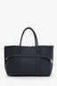 Loro Piana Navy Leather Ghiera Shopper Small Tote with Pouch