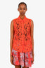 Sandro Orange Lace Sleeveless Cotton Button Down Estimated Size S