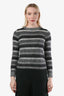 Max Mara Grey Mohair Blend Stripe Crewneck Sweater Size XS