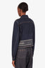 Christian Dior Dark Blue Denim Striped Panel Back Logo Jean Jacket Size 42