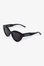 Balenciaga Black Acetate Round Cat Eye Sunglasses