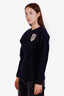Christian Dior Navy Wool Embellished Crest Long Sleeve Shirt Size 2