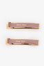 Miu Miu Pink/Gold Toned Engraved Hair Clips Set of 2