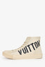 Louis Vuitton Cream Canvas Logo High Tops Size 6 Men's